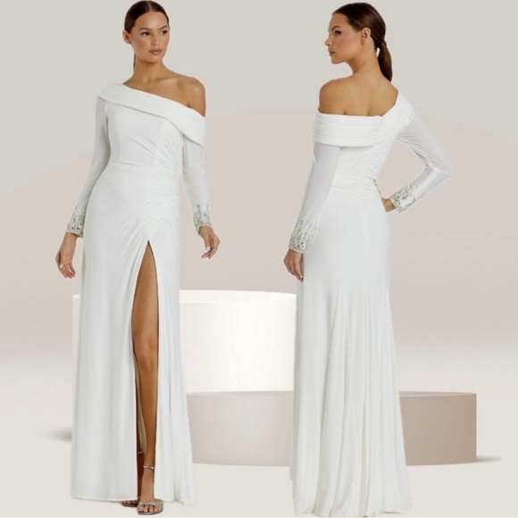 Mac Duggal Dresses & Skirts - Mac Duggal 12231 Elegant White Off-Shoulder Evening Gown NWT